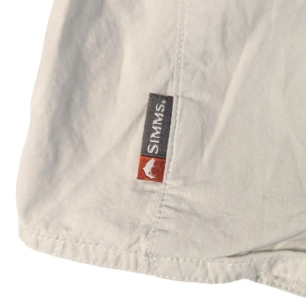Simms‎ Fishing Products Mens Medium Off-White Long Sleeve Vented Cotton Shirt